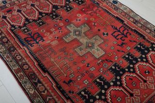 5.  74x4.  4ft.  Antique Hand - Knotted Persian Tribal Area Rug,  Red Vintage Boho Rug 4