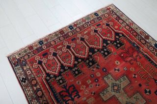 5.  74x4.  4ft.  Antique Hand - Knotted Persian Tribal Area Rug,  Red Vintage Boho Rug 5