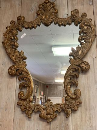 Outstading Antique Ornate French Gold Guilt Carved Wood Wall Mirror