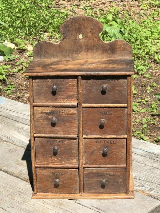 Antique 8 Drawer Spice Box Cabinet—primitive—rustic—farm House—late 1800’s