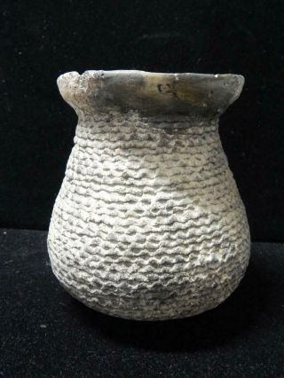 Tall Antique Anasazi Indian Pottery Corrugated Pot - Early Example - Cond