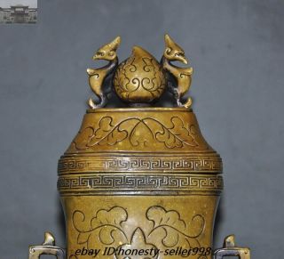 Marked Old Chinese Dynasty Vintage Heavy Bronze Elephant zun jar Vase pot Bottle 2