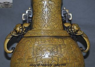 Marked Old Chinese Dynasty Vintage Heavy Bronze Elephant zun jar Vase pot Bottle 3