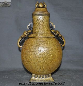 Marked Old Chinese Dynasty Vintage Heavy Bronze Elephant zun jar Vase pot Bottle 8