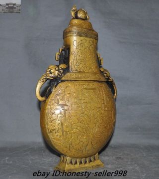 Marked Old Chinese Dynasty Vintage Heavy Bronze Elephant zun jar Vase pot Bottle 9
