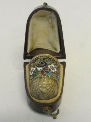 Antique Russian 84 Silver Cloisonne Enamel Thimble,  D.  Nikolayev