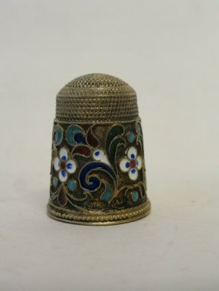 Antique Russian 84 silver cloisonne enamel thimble,  D.  Nikolayev 4