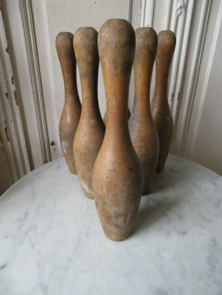 6 Old Vintage Wood Arcade Game Bowling Pins For Home Decor Great Look