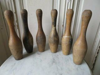 6 Old Vintage WOOD Arcade GAME BOWLING PINS for Home Decor GREAT LOOK 2