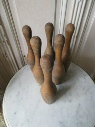 6 Old Vintage WOOD Arcade GAME BOWLING PINS for Home Decor GREAT LOOK 4