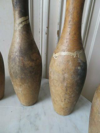 6 Old Vintage WOOD Arcade GAME BOWLING PINS for Home Decor GREAT LOOK 7