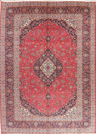 Vintage Traditional Floral Oriental Area Rug Hand - Knotted Wool RED Carpet 10x13 2