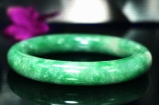 Vintage Natural Icy Translucent Emerald Green Estate Jade A Bangle Bracelet 61mm