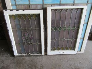 ANTIQUE STAINED GLASS WINDOWS TOP AND BOTTOM SET ARCHITECTURAL SALVAGE 10