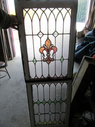 ANTIQUE STAINED GLASS WINDOWS TOP AND BOTTOM SET ARCHITECTURAL SALVAGE 11