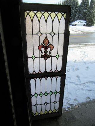ANTIQUE STAINED GLASS WINDOWS TOP AND BOTTOM SET ARCHITECTURAL SALVAGE 2
