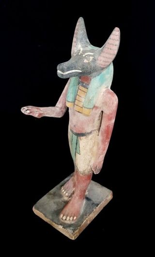 Rare Anubis God Figurine Egyptian Ancient Antique Wood Sculpture W/t Heroghliphs
