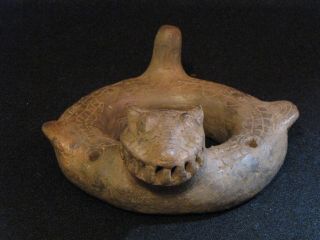 Pre Columbian,  Pottery,  Costa Rican,  Snake Ocarina,  L.  Post Class 1200 1500 AD 2