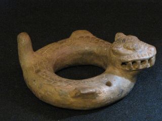 Pre Columbian,  Pottery,  Costa Rican,  Snake Ocarina,  L.  Post Class 1200 1500 AD 3