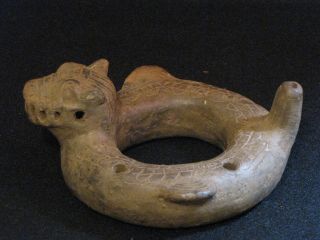 Pre Columbian,  Pottery,  Costa Rican,  Snake Ocarina,  L.  Post Class 1200 1500 AD 4