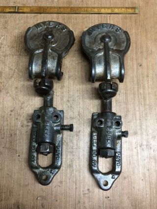 Rare Vintage Pair Myers Barn Door Rollers With Finish Pat Feb 26,  1907