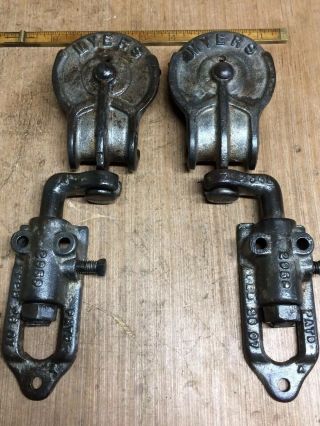 Rare Vintage Pair Myers Barn Door Rollers With Finish Pat Feb 26,  1907 2