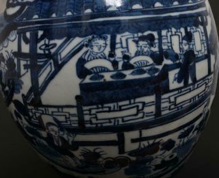 Large Antique Chinese Porcelain Blue and White Pot With Figures 3