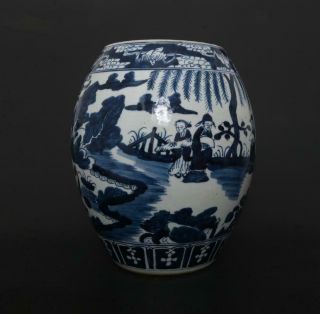 Large Antique Chinese Porcelain Blue and White Pot With Figures 4