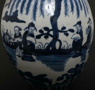 Large Antique Chinese Porcelain Blue and White Pot With Figures 6