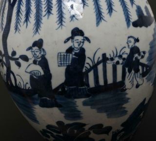Large Antique Chinese Porcelain Blue and White Pot With Figures 7