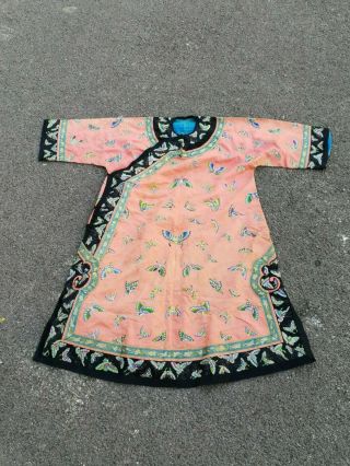 Antique 19 Th Chinese Silk Embroidery Robe