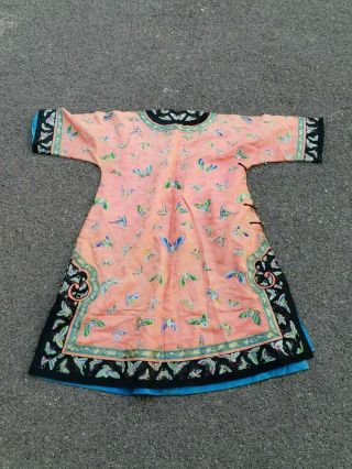Antique 19 th Chinese silk embroidery robe 6