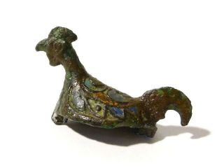 2ndc Roman Bronze & Enamel Zoomorphic Hen / Chicken Brooch Yorkshire