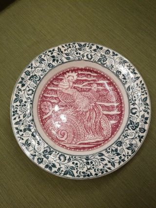 J & M P Bell & Co Ayam Jantan Rooster Transfer Rice Plate Bowl C.  1891