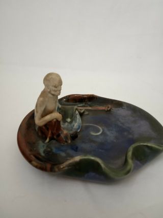 Vintage Japanese Sumida Gawa Dish With Beggar Man In Relief 5