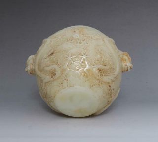 OLD RARE CHINESE WHITE JADE INCENSE BURNER WITH DOUBLE DARGONS (E187) 7