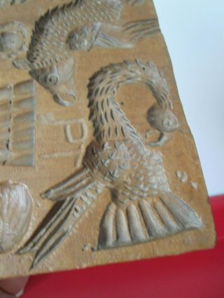 Unusual Antique 19th C - Hand Carved - WOOD - SPRINGERLE - COOKIE MOLD BOARD 10