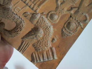 Unusual Antique 19th C - Hand Carved - WOOD - SPRINGERLE - COOKIE MOLD BOARD 11