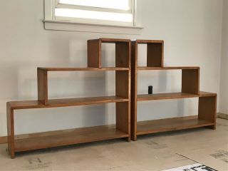 Mid Century Modern Bookcase/staggered 3 Tier Etagere (matching Pair)