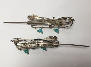 Two Antique Phoenix - Shaped Chinese Kingfisher Feather Hair Ornaments 3