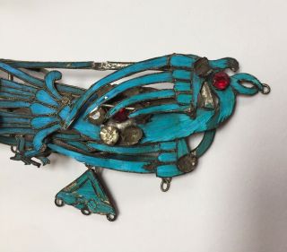 Two Antique Phoenix - Shaped Chinese Kingfisher Feather Hair Ornaments 6