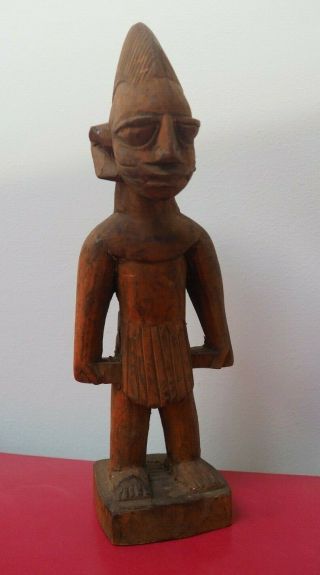 West African Nigerian Tribal Art Carved Wooden Male Ibeji Yoruba Doll Figure Nr