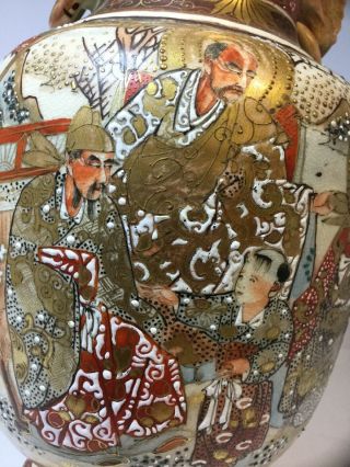 Large Antique Japanese Satsuma Vase,  Late Meiji Fine Quality Hand Painted Signed 11