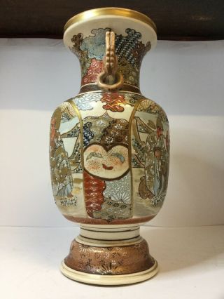 Large Antique Japanese Satsuma Vase,  Late Meiji Fine Quality Hand Painted Signed 2