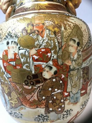 Large Antique Japanese Satsuma Vase,  Late Meiji Fine Quality Hand Painted Signed 8