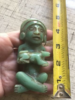 Pre Colombian Jade Aztec Effigy Statue c.  1325 - 1521AD Rare 6