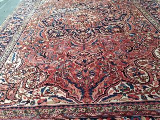 Antique Serapi Heriz rug Persian circa 1950,  s wool vintage geometric 10 ' ×13 ' 10