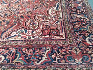 Antique Serapi Heriz rug Persian circa 1950,  s wool vintage geometric 10 ' ×13 ' 11
