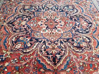 Antique Serapi Heriz rug Persian circa 1950,  s wool vintage geometric 10 ' ×13 ' 5