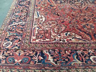Antique Serapi Heriz rug Persian circa 1950,  s wool vintage geometric 10 ' ×13 ' 9